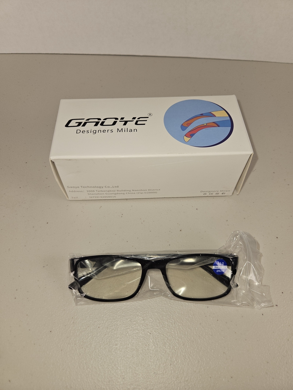 GAOYE Designere Milan Black Print +2.0 Black Light Filter Reading Glasses